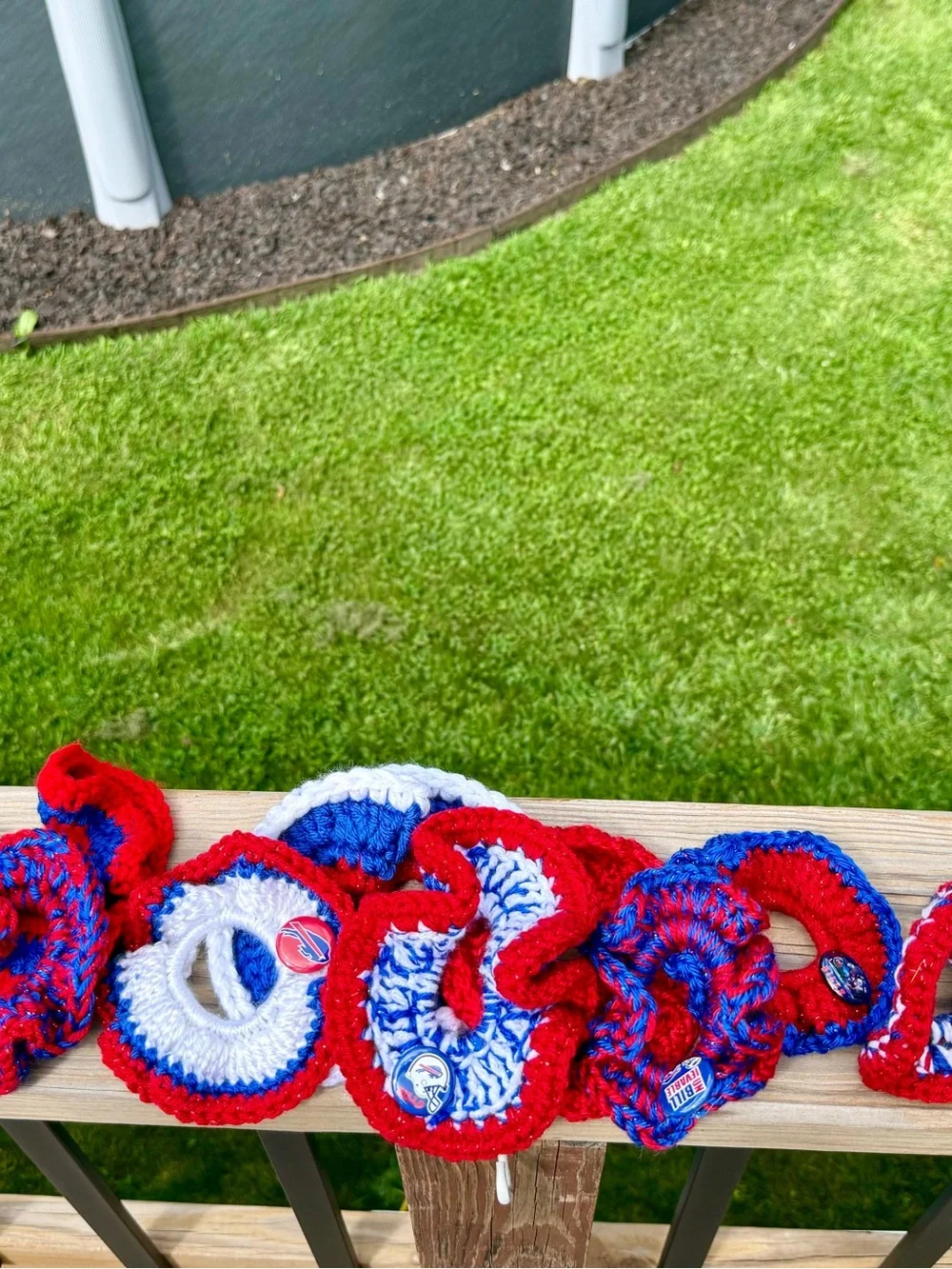 Handmade Bundle of 13 Buffalo  Crochet Hair Scrunchies - Team Style
